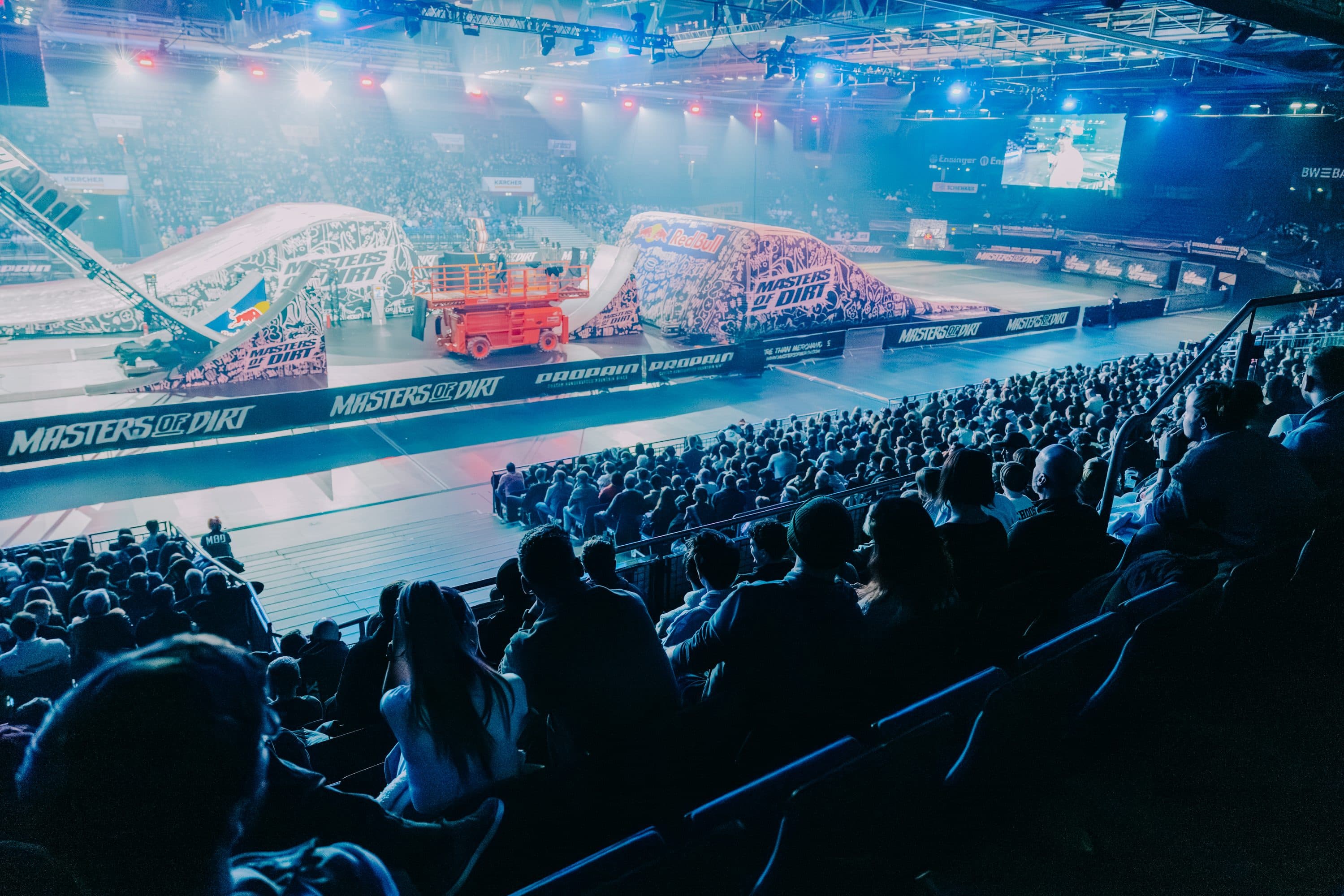 Cheering fans in the arena at Masters of Dirt in Stuttgart